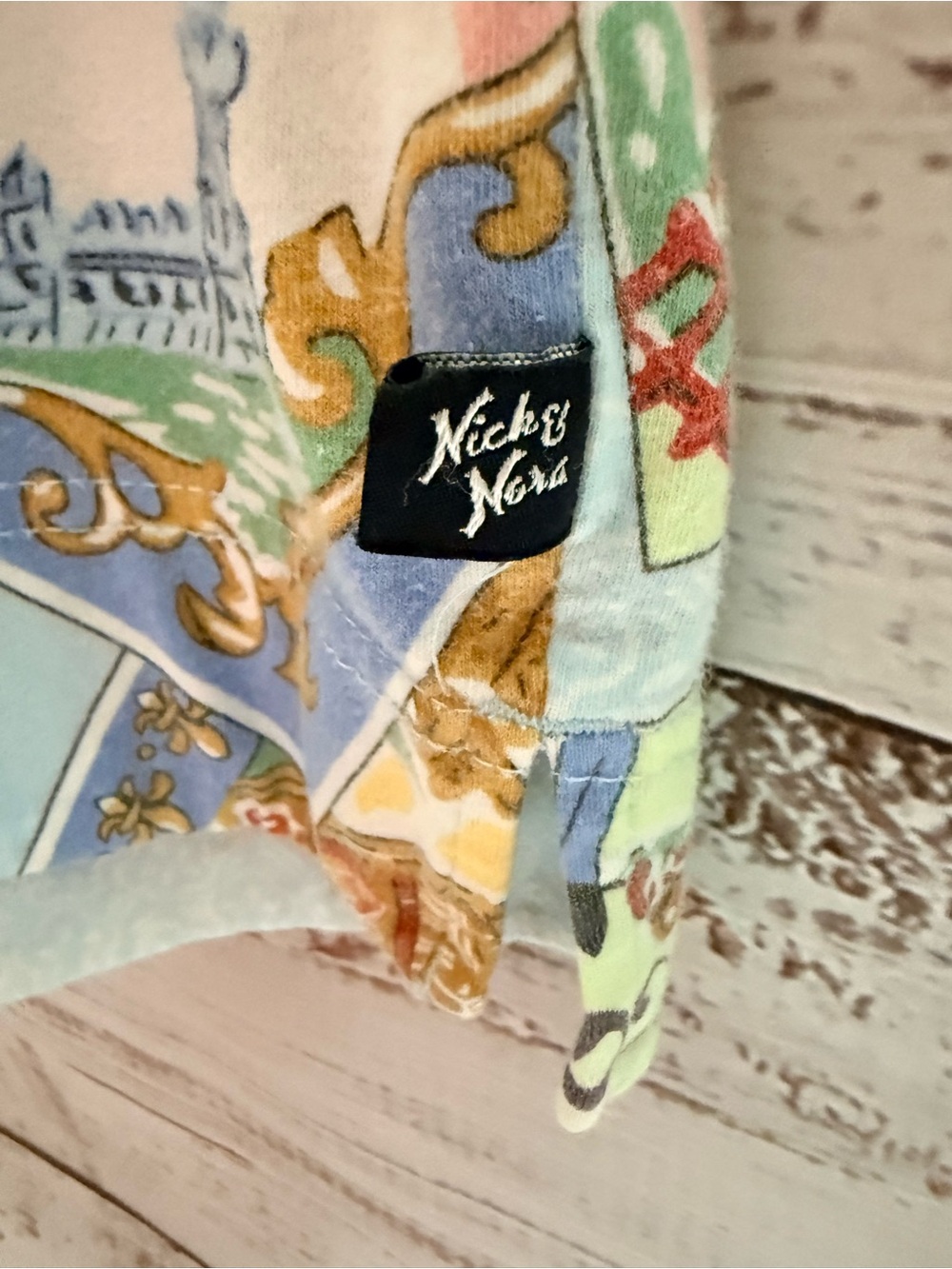 Nick & Nora Light Blue Travel-Print Pajama Pants Vintage Y2K - Picture 4 of 14